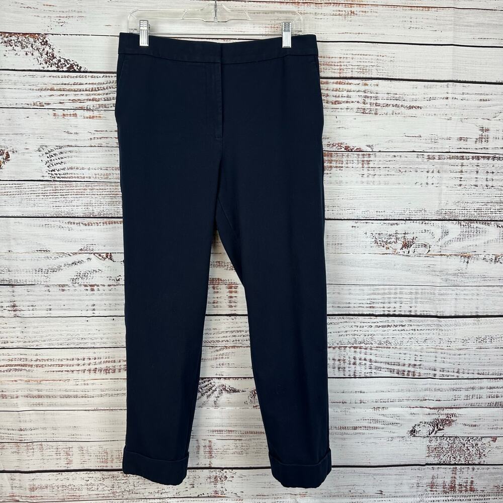 Ann Taylor Navy Blue Curvy Fit Straight Cuff Dress Career Ankle Pants Womens 8